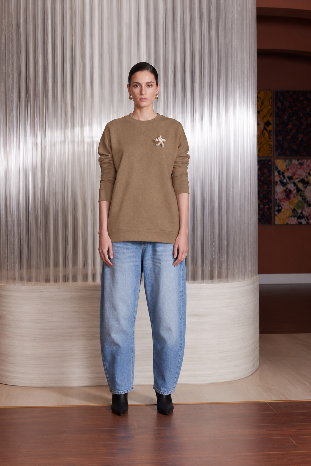 Missemramiss İpek Pamuk Bluz Camel