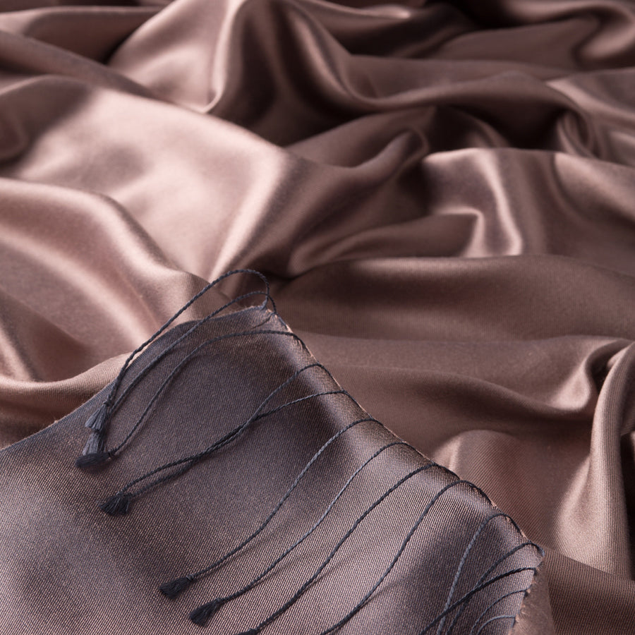 İpek Evi Çift Taraflı İpek Şal Puslu Leylak