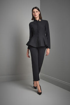 Join Us Gizli Düğmeli Peplum Siyah Triko