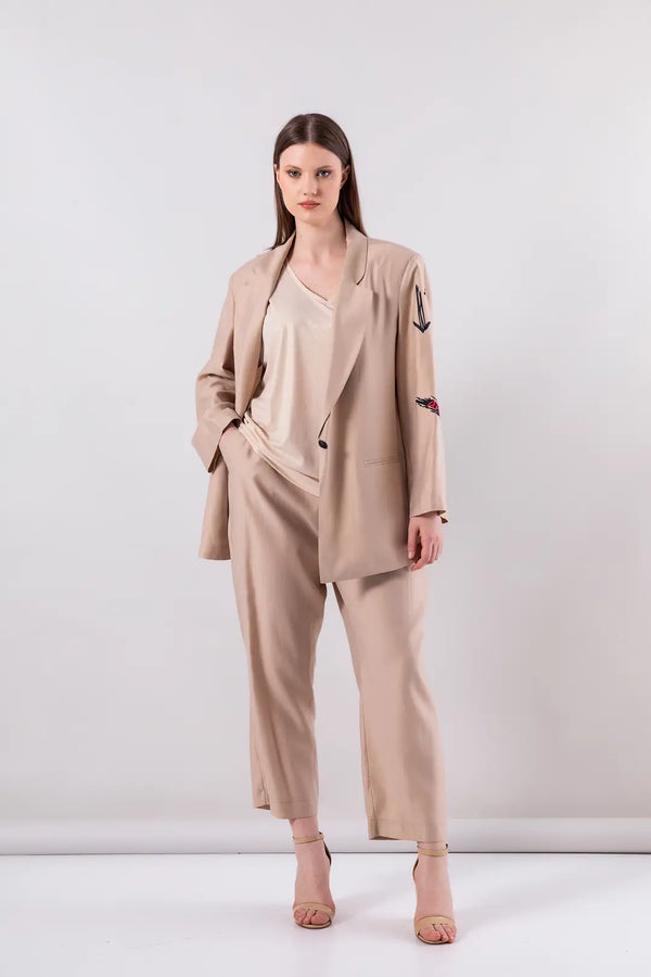 Kasha Beli Lastikli Gabardin Pant. Taş