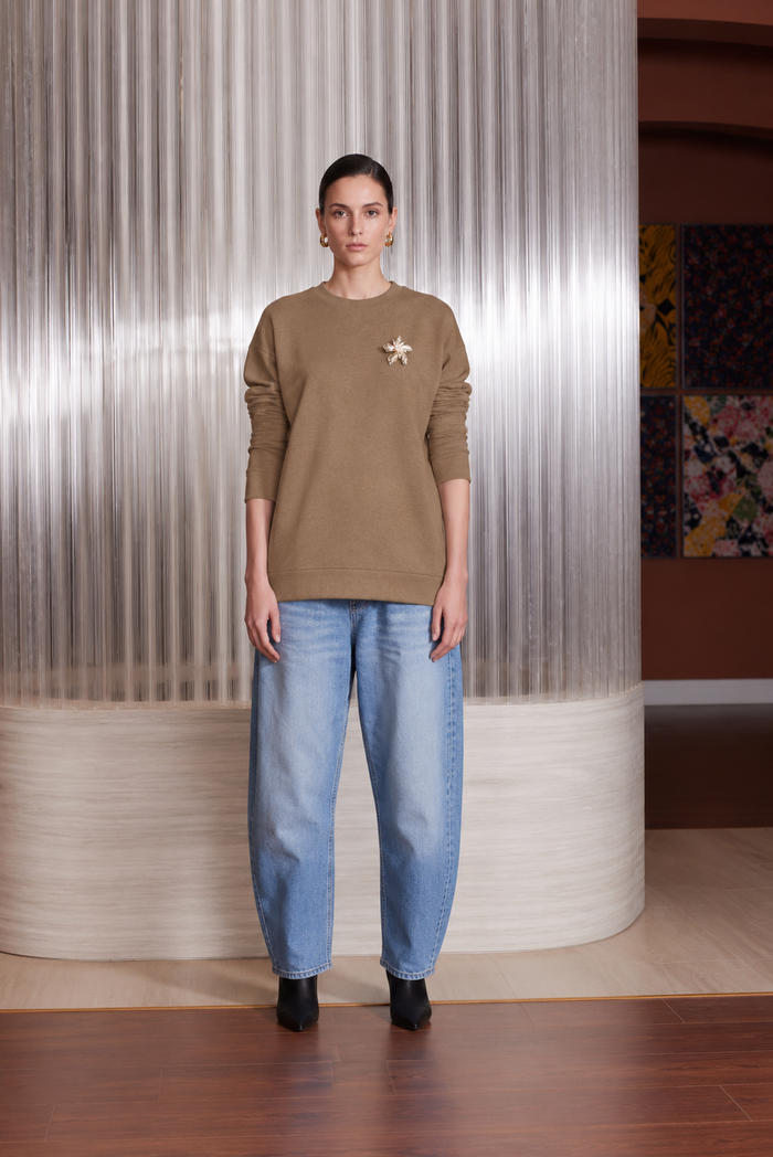 Missemramiss İpek Pamuk Bluz Camel