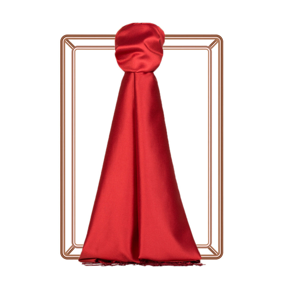 İpek Evi Çift Taraflı İpek Şal Kırmızı